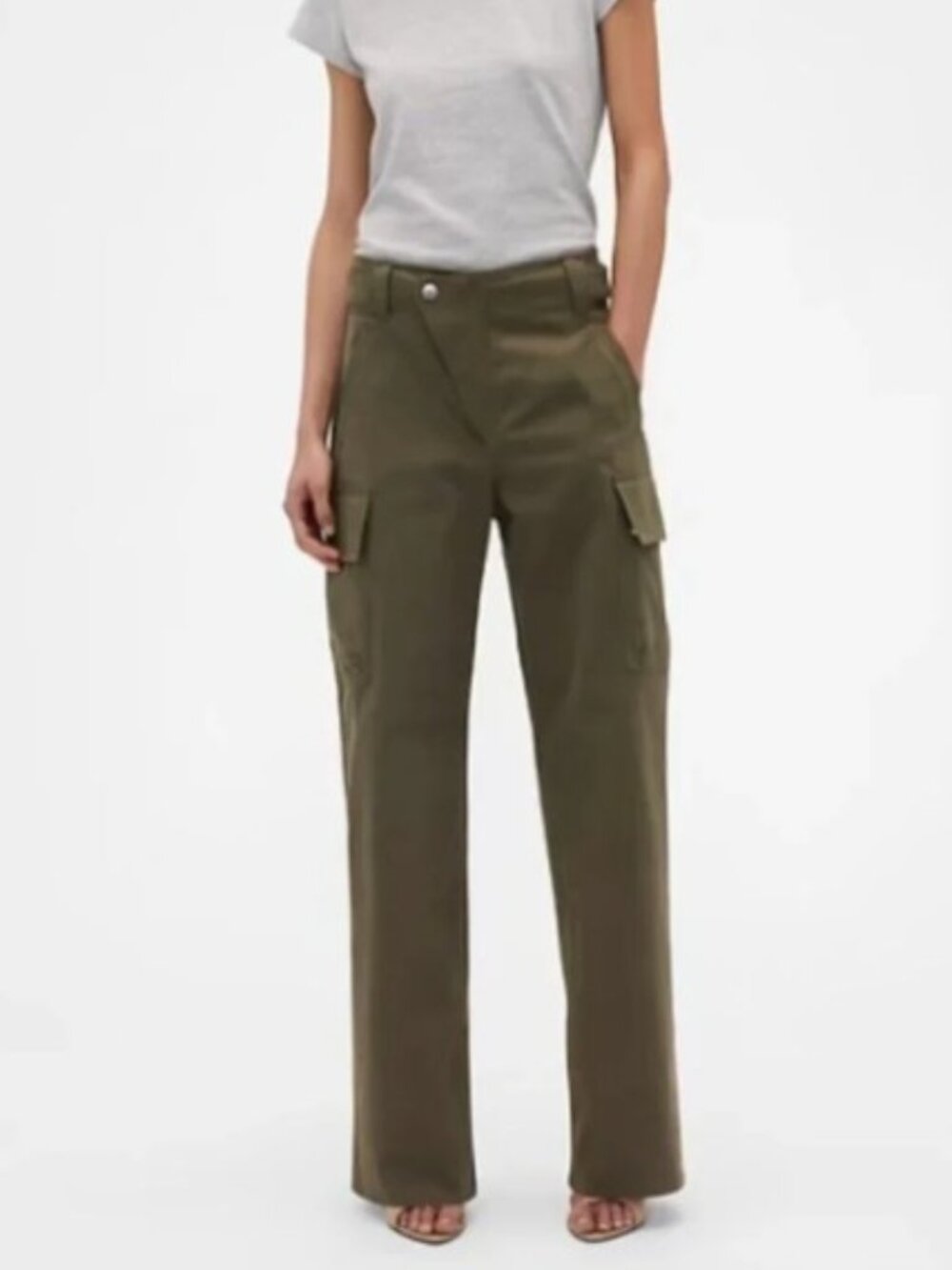 Gap x Victoria Beckham High-Rise Cargo Pants in Olive, size 6